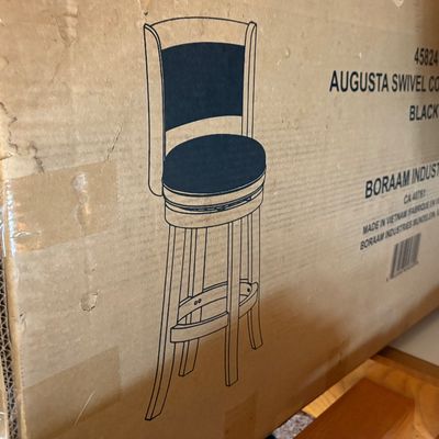 Sale Photo Thumbnail #21: Boraam Industries Augusta swivel counter stool in black, packaged new in original shipping box.