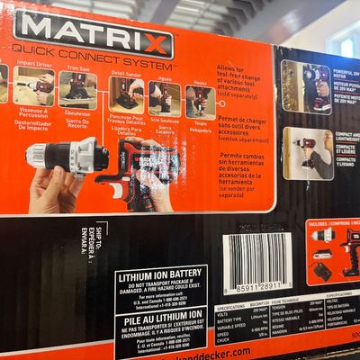 Sale Photo Thumbnail #86: Black & Decker Matrix Quick Connect System 20V Max cordless drill kit in original box.