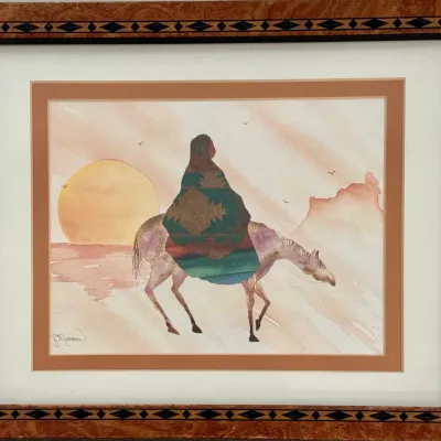 J. C. Madden Watercolor Lithograph Print In Wood Frame
