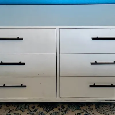 
White Melamine 6 Drawer Dresser (as Is)