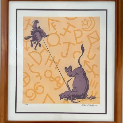 Signed Limited Edition Print 3 Of 100 In Frame Cowboy Roping Steer