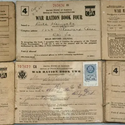 (7) WWII War Ration Booklets With Stamps