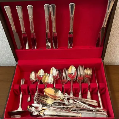 Partial Set Of WM Rodgers Oneida LDT Silver Plate Flatware With Box