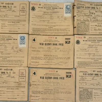 
(9) WWII War Ration Booklets With Stamps