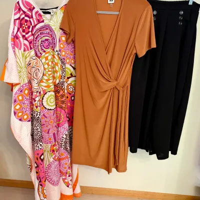 Anne Klein Orange Side Tie Dress Size 10, Pair Of Sailor Pants Small, Gypsy Blu Caftan