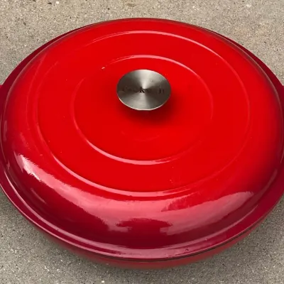 
Cookwin 3.8 Qt Red Cast Iron Enameled Braiser Pan With Lid