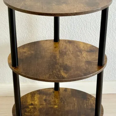 3 Tier Oval Faux Wood Side Table