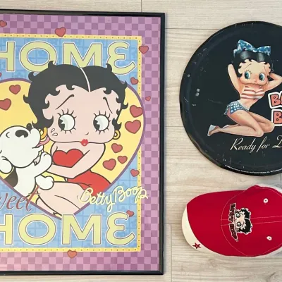 Betty Boop - 1988 Metal Sign, Velcro Hat, 1999 Framed Poster