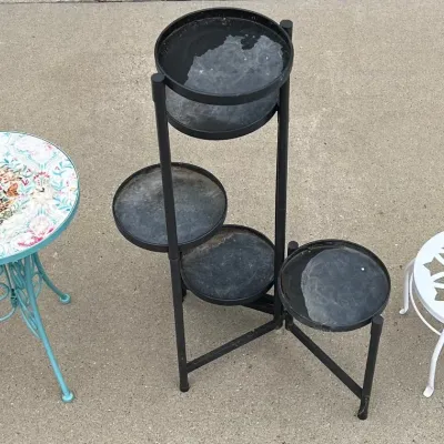 
(3) Small Meal Plant Stands - (1) Folding 5 Tier