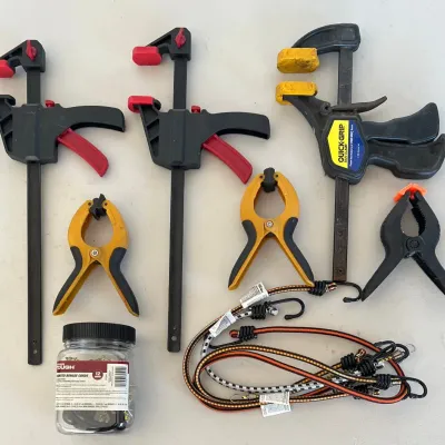 Assorted Clamps And Bungee Cords