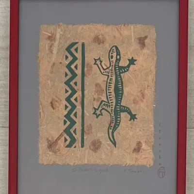 Frank Trueba Southwest Lizard 8.5" X 10.5" Small Pressed Paper Block Print Signed
