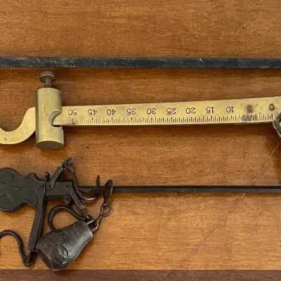 
Antique Cast Iron And Brass Balance Scale Arm Levers And Counter Weights