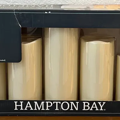 Set Of 5 Hampton Bay LED Resin Outdoor Candles New In Box