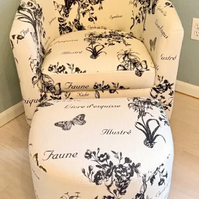 Linnon Home Decor Stephanie Barrel Chair And Foot Rest