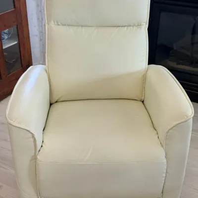 Zoy Home Furnishing Company Cream Color Faux Leather Swivel Rocking Recliner