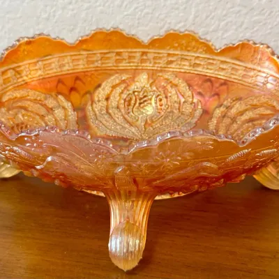 Fenton Marigold Carnival Glass Thistle Footed Bowl