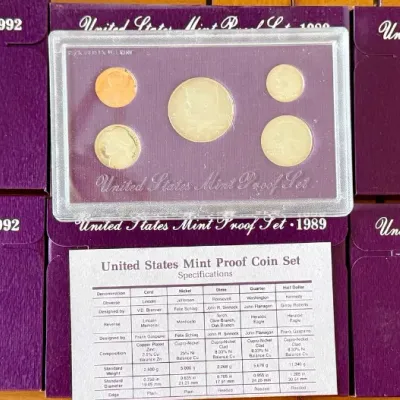 
(2) 1989, (2) 1990, And (2) 1992 US Mint Coin Proof Sets With Paperwork