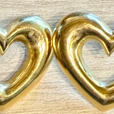 Pair Of 14K Yellow Gold Heart Earrings - 6.25 Grams