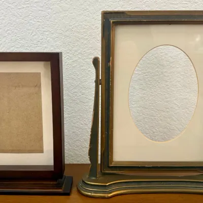 
Antique Wood Swivel Picture Frame And Walnut Picture Frame