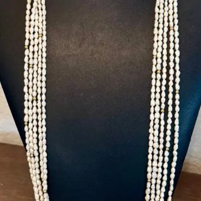 
14k Gold Bead And Clasp Fresh Water Pearl 6 Strand 30 Inch Necklace