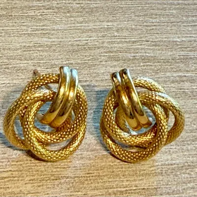 
14K Gold Knot Earrings - Total Weight 2.5 Grams