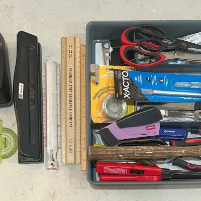 
Office Supplies And Hardware - Screwdrivers, Pliers, Rulers, Scissors, Hole Punch, And More