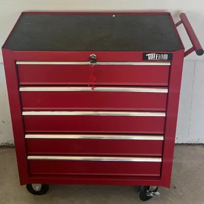 
Tuffiom 5 Drawer Rolling Tool Box With One Key And Contents