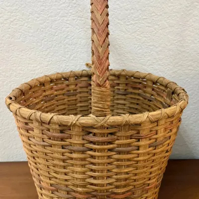 Hand Woven Splint Wood Gathering Basket With Braided Handle ENP 1995