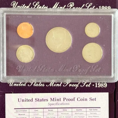 
(4) 1987, (1) 1988, And (1) 1989 US Coin Proof Sets