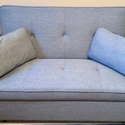 Blue Grey Material Trundle Sofa Sleeper