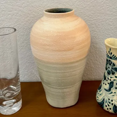 Studio Pottery Vase, Made In Mexico Vase, Bubble Art Glass Vase
