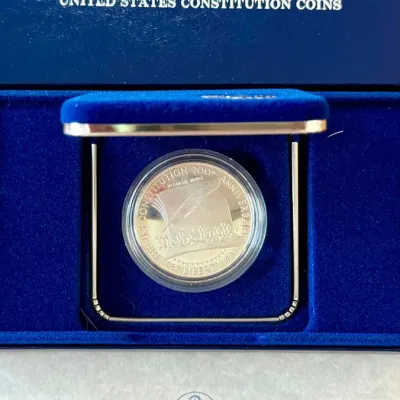 1987S Proof 90 Percent Silver Dollar Coin 200th Anniversary With Original Box And Paperwork