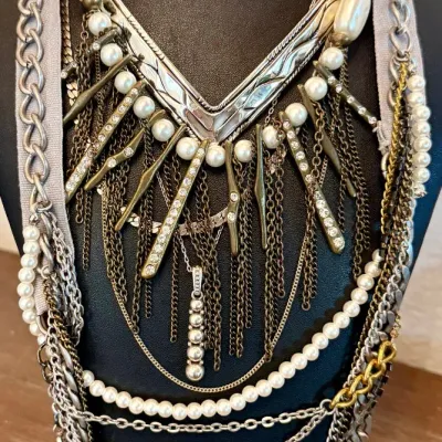 Collection Of Vintage Necklaces - (2) Chico's - Silver Tone Cuff - Brighton Chain
