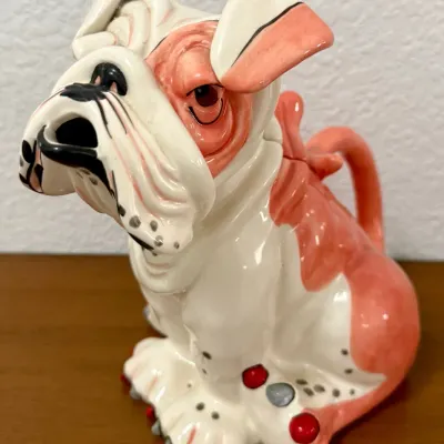 Blue Sky Clayworks Sweet Pea Pink Bulldog 2014 Pottery Dog Teapot