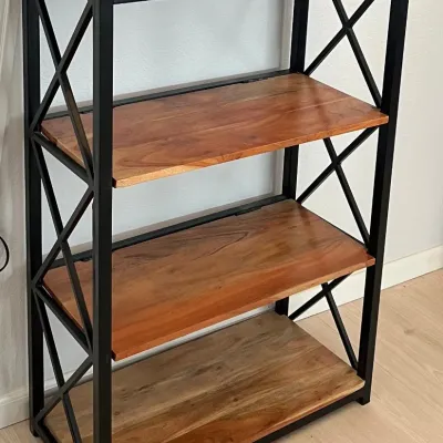 4 Tier Wood And Black Metal Frame Shelf