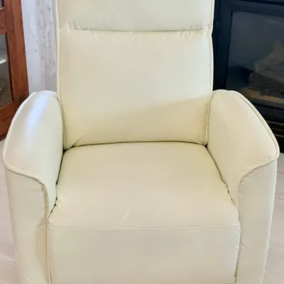 Zoy Home Furnishing Company Cream Color Faux Leather Swivel Rocking Recliner
