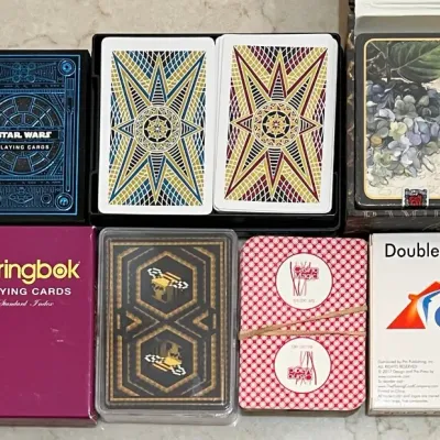 Assorted Decks Of Playing Cards And Vintage Rhinestone Zipper Card Holders - Star Wars, Carnival, British