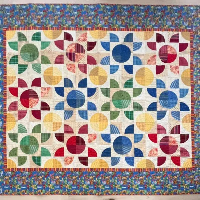 Machine Stitched Multi Color 64" X 80" Patchwork Quilt