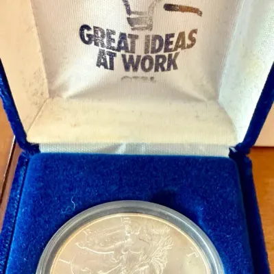 
1991 One Ounce Fine Silver Walking Liberty One Dollar Coin Proof In Original Box