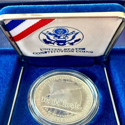 1987S Proof 90 Percent Silver Dollar Coin 200th Anniversary With Original Box