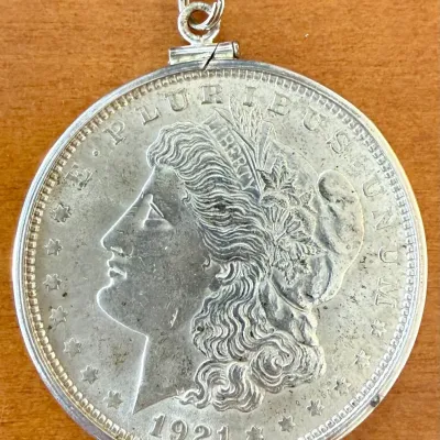 
1921 Morgan Silver Dollar With Silver Pendant Hoop
