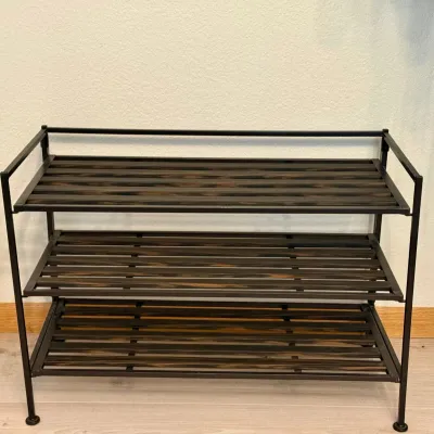 
Black Metal 3 Tier Collapsible Shoe Rack