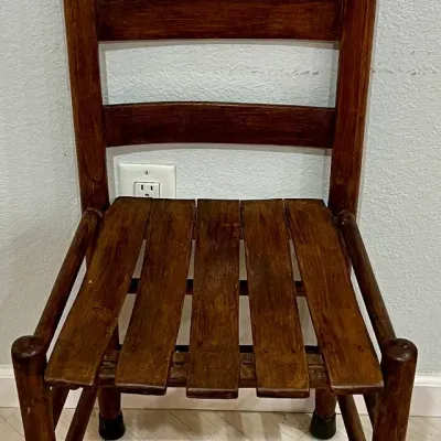 Antique Hand Made Wood Ladder Back Chair