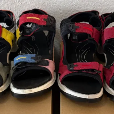 
(2) Pairs Of Ecco Ladies Red And Multicolor Sandals Size 9 - 9.5