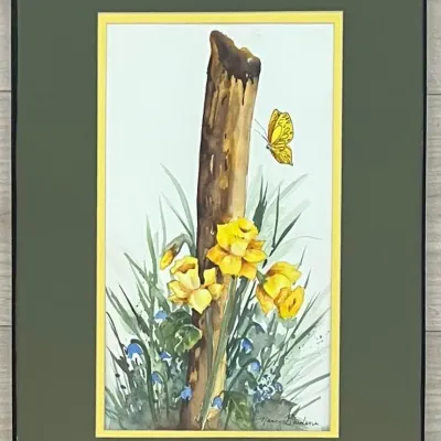 
Original Nancy Gardina Daffodil Watercolor In Frame