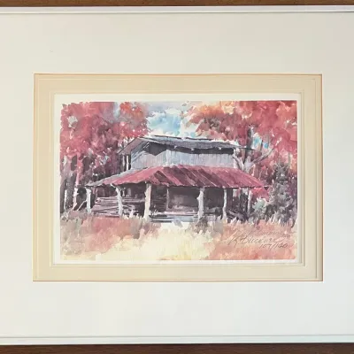 
K. Buckner Signed Limited Edition "tobacco Barn" Print 107 Of 140 1984