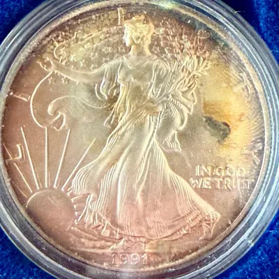 
1991 One Ounce Fine Silver Walking Liberty One Dollar Coin Proof In Original Box