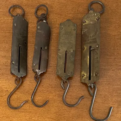 (4) Antique 25 Pound Spring Pocket Balance Scales - (2) Chatillons & Sons, Excelxior