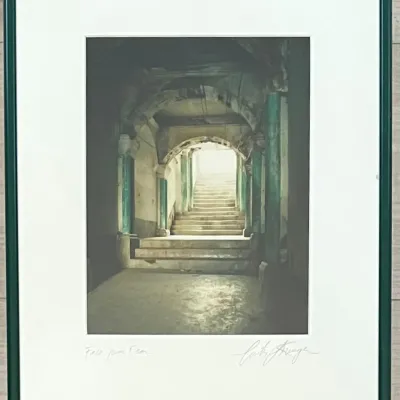 
Curtis Krueger " Face Your Fears" Signed Print Quito Ecuador In Glass Front Frame