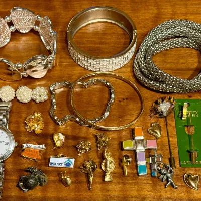 Collection Of Costume Jewelry Bracelets - Stick Pins - Pendants